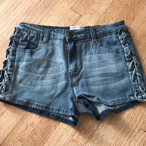 Jean lace up shorts